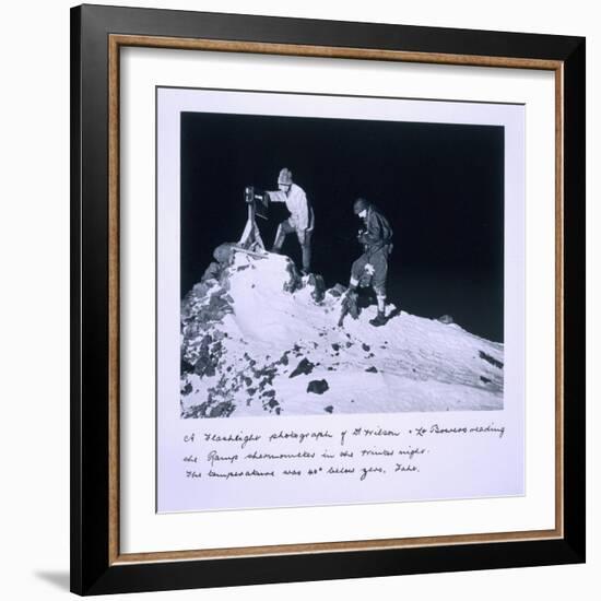 A Flashlight Photograph of Dr Wilson and Lt Bowers Reading the Ramp Thermometer-Herbert Ponting-Framed Giclee Print