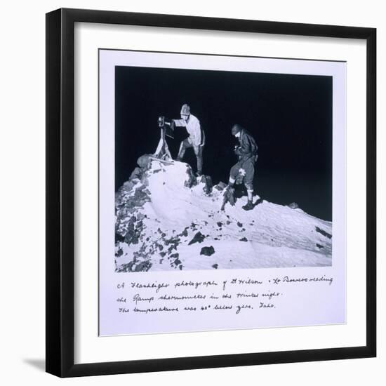 A Flashlight Photograph of Dr Wilson and Lt Bowers Reading the Ramp Thermometer-Herbert Ponting-Framed Giclee Print