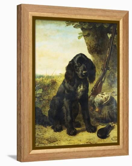 A Flat-Coated Retriever by a Tree-Henriette Ronner-Knip-Framed Premier Image Canvas