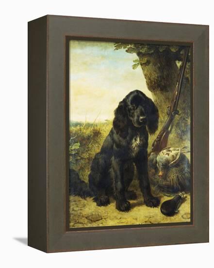 A Flat-Coated Retriever by a Tree-Henriette Ronner-Knip-Framed Premier Image Canvas