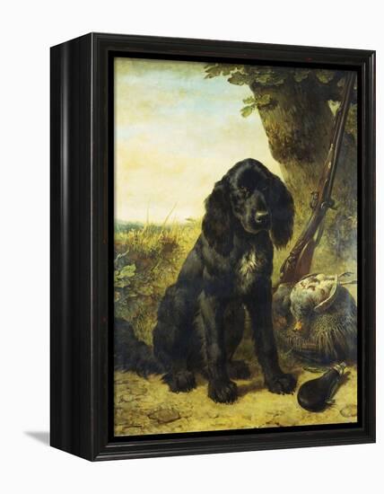 A Flat-Coated Retriever by a Tree-Henriette Ronner-Knip-Framed Premier Image Canvas