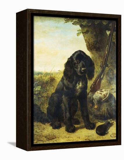 A Flat-Coated Retriever by a Tree-Henriette Ronner-Knip-Framed Premier Image Canvas