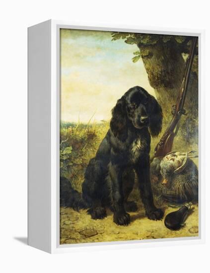 A Flat-Coated Retriever by a Tree-Henriette Ronner-Knip-Framed Premier Image Canvas