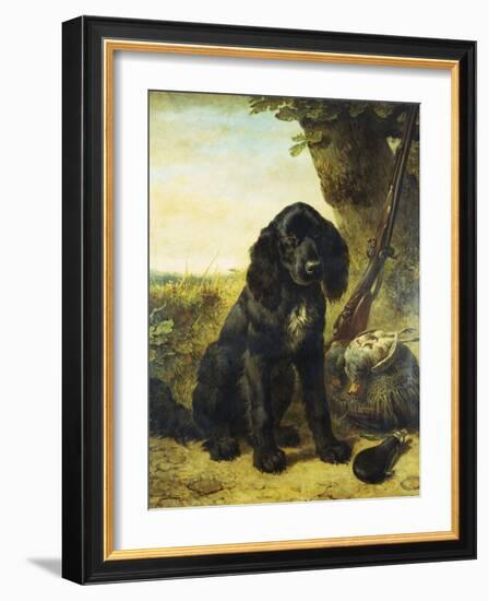 A Flat-Coated Retriever by a Tree-Henriette Ronner-Knip-Framed Giclee Print