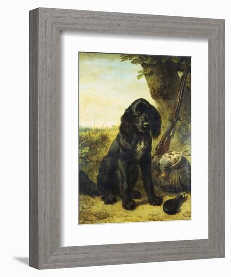 A Flat-Coated Retriever by a Tree-Henriette Ronner-Knip-Framed Giclee Print