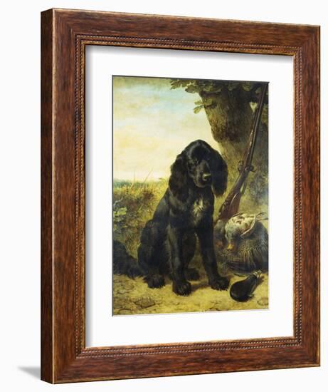 A Flat-Coated Retriever by a Tree-Henriette Ronner-Knip-Framed Giclee Print