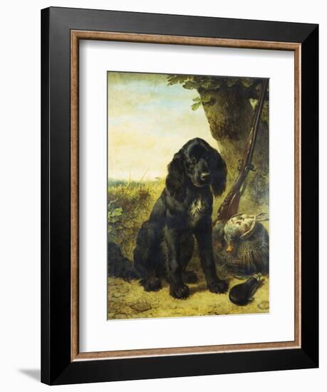 A Flat-Coated Retriever by a Tree-Henriette Ronner-Knip-Framed Giclee Print