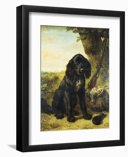 A Flat-Coated Retriever by a Tree-Henriette Ronner-Knip-Framed Giclee Print