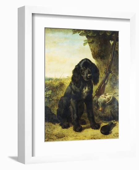 A Flat-Coated Retriever by a Tree-Henriette Ronner-Knip-Framed Giclee Print