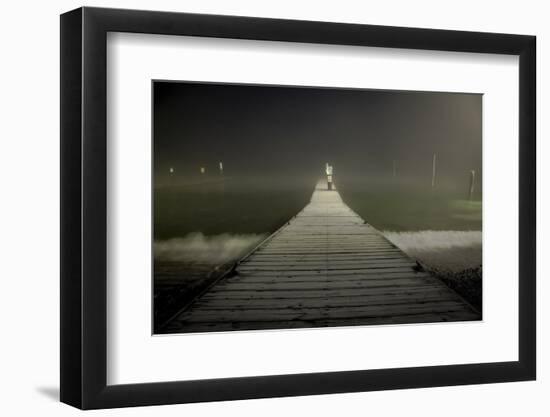 A Floating Dock Extends into the Freezing Fog Upon the Puget Sound of West Seattle, Washington-Dan Holz-Framed Photographic Print