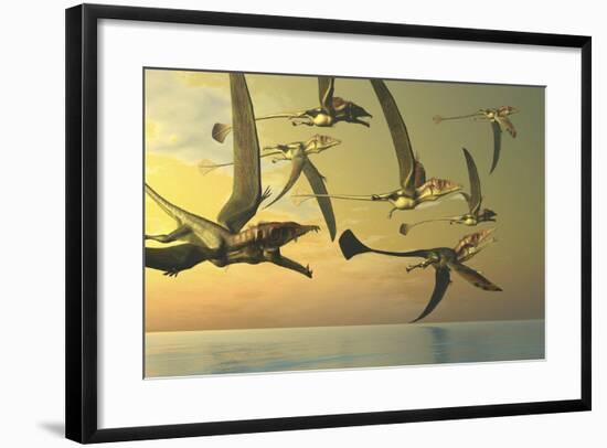 A Flock of Eudimorphodon Flying Reptiles-Stocktrek Images-Framed Art Print