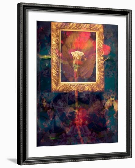 A Floral Montage from Roses in a Golden Frame-Alaya Gadeh-Framed Photographic Print