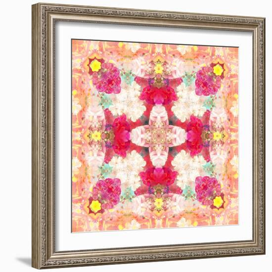 A Floral Montage, Layer Work from Pink and Red Poeny Blossoms and Pink Cherry Blossoms-Alaya Gadeh-Framed Photographic Print