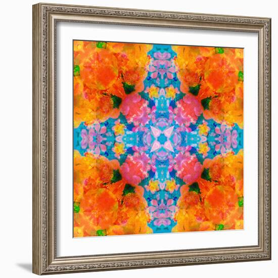 A Floral Montage, Mandala Symmetric Layer Work from Blooming Flowers-Alaya Gadeh-Framed Photographic Print