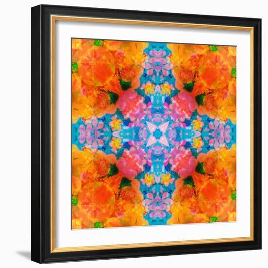 A Floral Montage, Mandala Symmetric Layer Work from Blooming Flowers-Alaya Gadeh-Framed Photographic Print