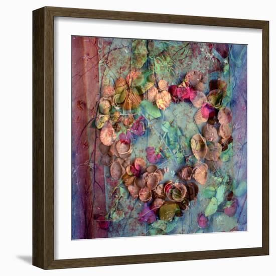 A Floral Montage of Roses and Seashells on a Book-Alaya Gadeh-Framed Photographic Print