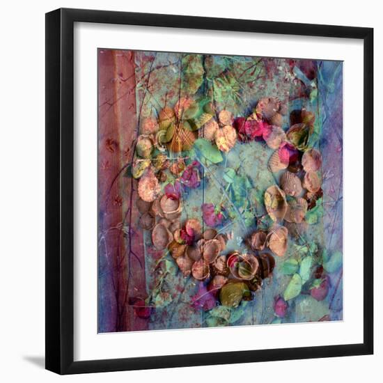 A Floral Montage of Roses and Seashells on a Book-Alaya Gadeh-Framed Photographic Print