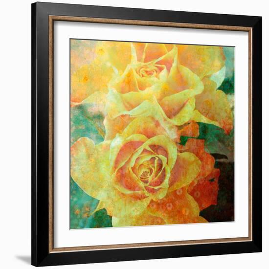 A Floral Montage of Yellow Roses and Ornamental Texture, Photograph, Layer Work-Alaya Gadeh-Framed Photographic Print