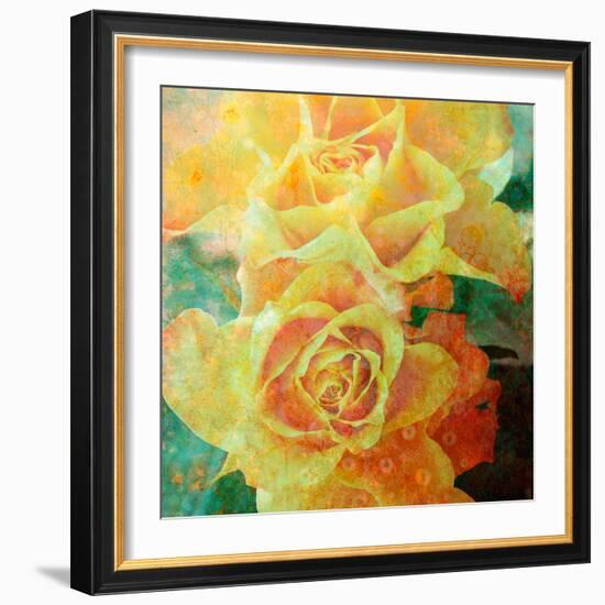 A Floral Montage of Yellow Roses and Ornamental Texture, Photograph, Layer Work-Alaya Gadeh-Framed Photographic Print