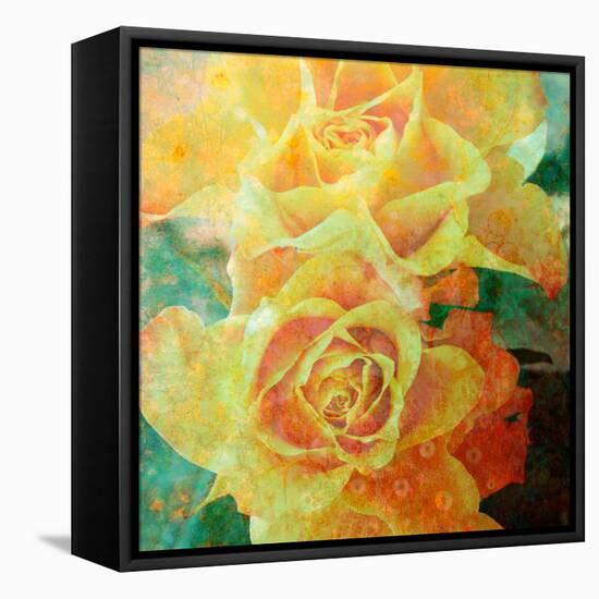 A Floral Montage of Yellow Roses and Ornamental Texture, Photograph, Layer Work-Alaya Gadeh-Framed Premier Image Canvas