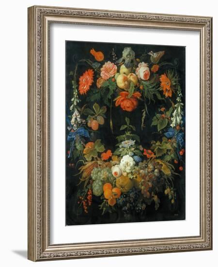 A Flower and Fruit Wreath-Abraham Mignon-Framed Giclee Print