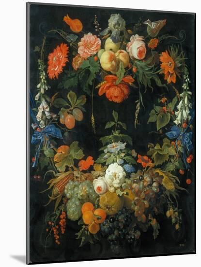 A Flower and Fruit Wreath-Abraham Mignon-Mounted Giclee Print