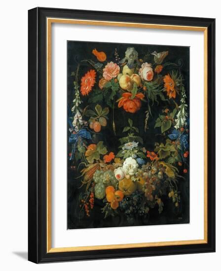 A Flower and Fruit Wreath-Abraham Mignon-Framed Giclee Print