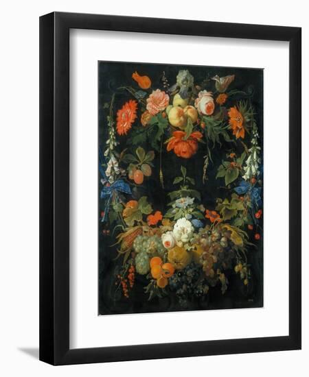 A Flower and Fruit Wreath-Abraham Mignon-Framed Giclee Print