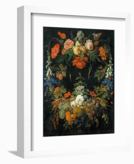 A Flower and Fruit Wreath-Abraham Mignon-Framed Giclee Print