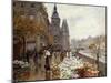 A Flower Market Along the Seine-Georges Stein-Mounted Giclee Print