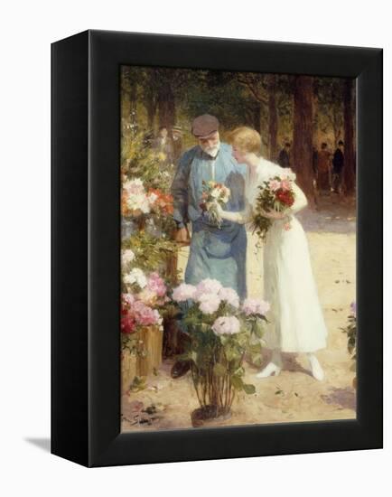 A Flower Market; Au Marche Aux Fleurs-Victor Gabriel Gilbert-Framed Premier Image Canvas