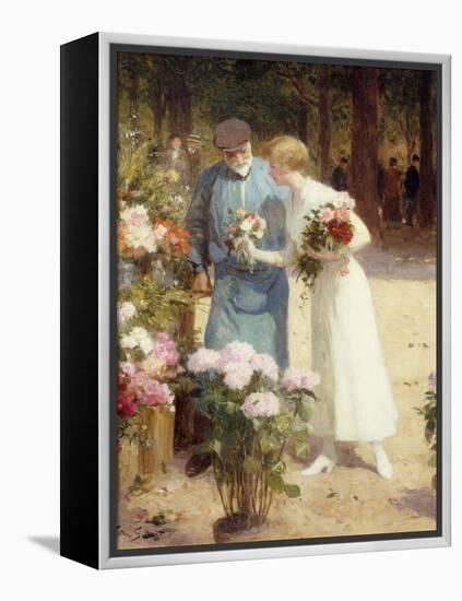 A Flower Market; Au Marche Aux Fleurs-Victor Gabriel Gilbert-Framed Premier Image Canvas