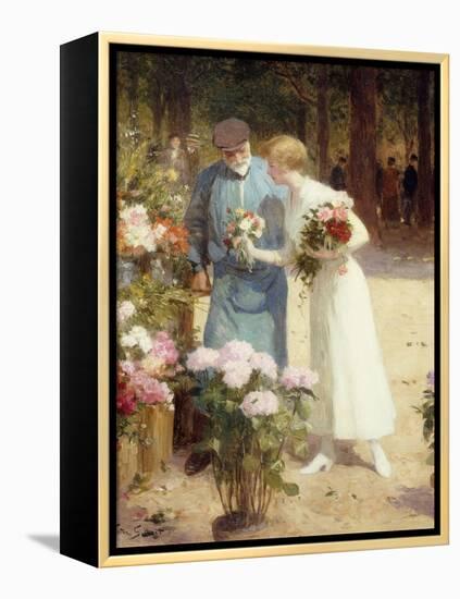 A Flower Market; Au Marche Aux Fleurs-Victor Gabriel Gilbert-Framed Premier Image Canvas