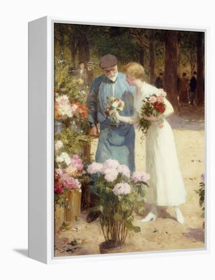 A Flower Market; Au Marche Aux Fleurs-Victor Gabriel Gilbert-Framed Premier Image Canvas