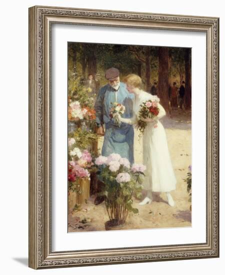 A Flower Market; Au Marche Aux Fleurs-Victor Gabriel Gilbert-Framed Giclee Print