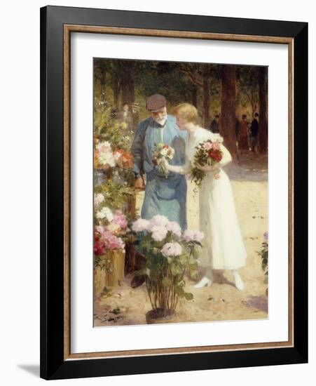 A Flower Market; Au Marche Aux Fleurs-Victor Gabriel Gilbert-Framed Giclee Print