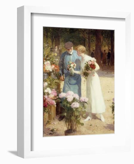 A Flower Market; Au Marche Aux Fleurs-Victor Gabriel Gilbert-Framed Giclee Print