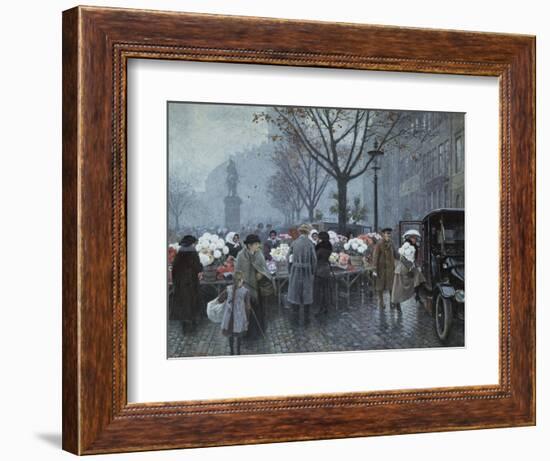 A Flower Market, Hojbroplads, Copenhagen-Paul Fischer-Framed Giclee Print