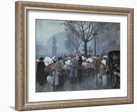 A Flower Market, Hojbroplads, Copenhagen-Paul Fischer-Framed Giclee Print