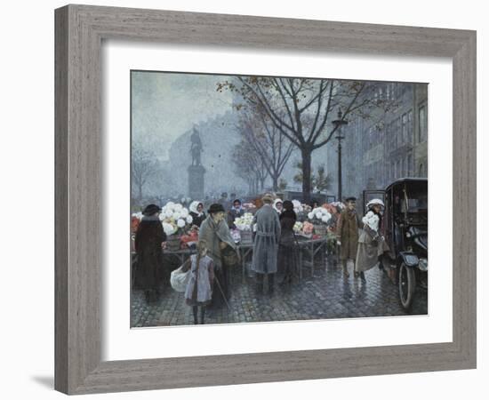 A Flower Market, Hojbroplads, Copenhagen-Paul Fischer-Framed Giclee Print