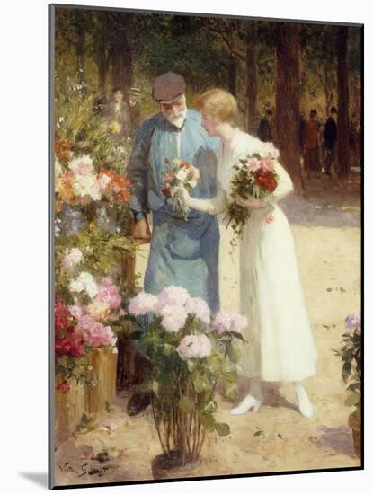 A Flower Market-Victor Gabriel Gilbert-Mounted Giclee Print