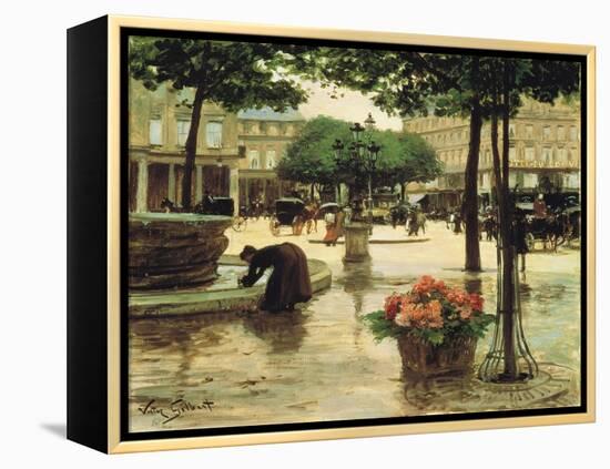 A Flower Seller Near the Louvre-Victor Gabriel Gilbert-Framed Premier Image Canvas