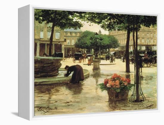 A Flower Seller Near the Louvre-Victor Gabriel Gilbert-Framed Premier Image Canvas