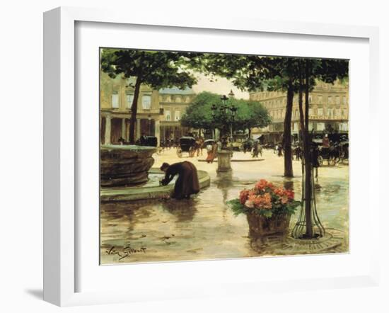 A Flower Seller Near the Louvre-Victor Gabriel Gilbert-Framed Giclee Print