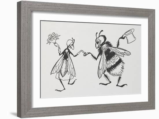 A Fly and Bee Getting Married-Arthur Rackham-Framed Giclee Print