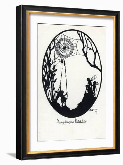 A Fly Caught in a Cobweb-null-Framed Art Print