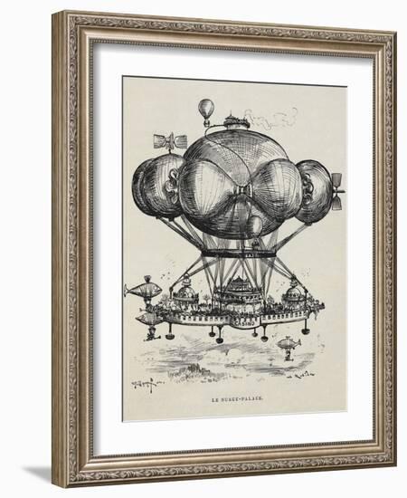 A Flying Casino Supported by Air Ballons and Other Air Machines-Albert Robida-Framed Giclee Print