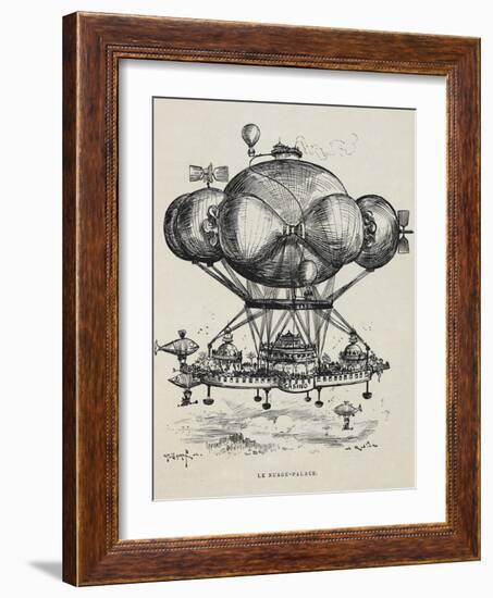 A Flying Casino Supported by Air Ballons and Other Air Machines-Albert Robida-Framed Giclee Print