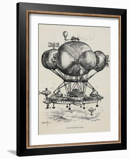 A Flying Casino Supported by Air Ballons and Other Air Machines-Albert Robida-Framed Giclee Print