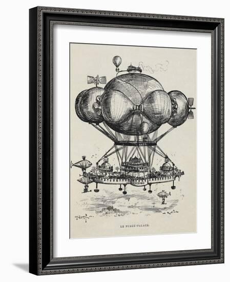 A Flying Casino Supported by Air Ballons and Other Air Machines-Albert Robida-Framed Giclee Print